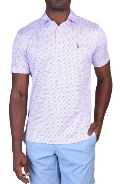 Tailorbyrd Geometric Shapes Performance Polo In White Dove