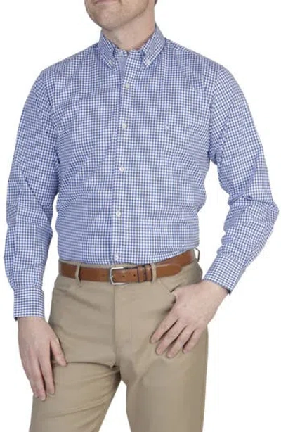 Tailorbyrd Gingham Stretch Button-down Shirt In Royal