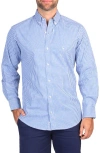 Tailorbyrd Gingham Stretch Button-down Shirt In Royal