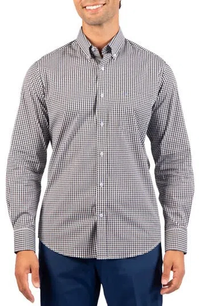 Tailorbyrd Gingham Stretch Cotton Button-up Shirt In Black