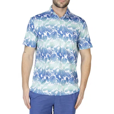 Tailorbyrd Gradient Floral Performance Polo In Blue