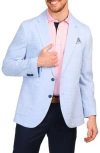Tailorbyrd Grid Check Print Melangé Sport Coat In Soft Blue