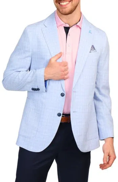 Tailorbyrd Grid Check Print Melangé Sport Coat In Soft Blue