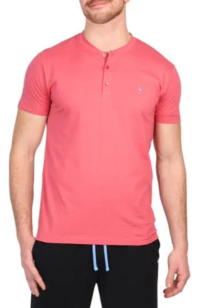 Tailorbyrd Henley Lounge T-shirt In Sunwashed Red