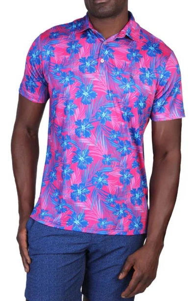 Tailorbyrd Hibiscus Leaves Performance Polo In Purple