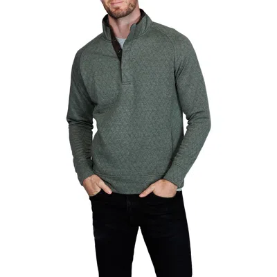 Tailorbyrd Hidden Snap Front Quilted Pullover In Green
