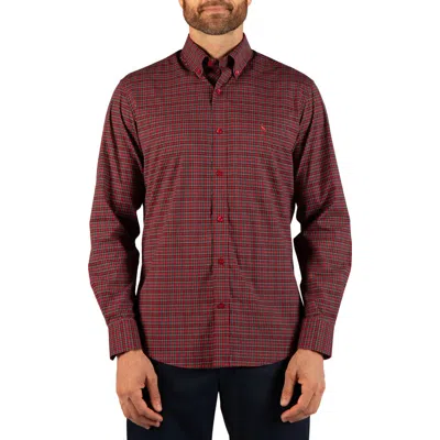 Tailorbyrd Holiday Mini Tartan Long Sleeve Button Down Shirt In Red
