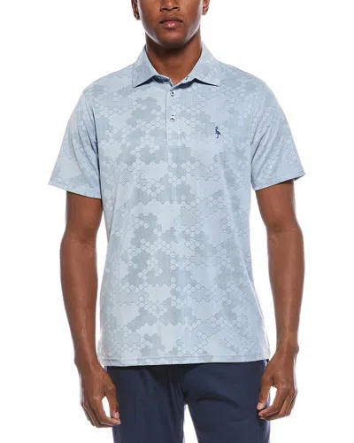Tailorbyrd Honeycomb Jacquard Textured Performance Polo Shirt In Blue