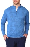 Tailorbyrd Honeycomb Quarter Zip Performance Polo In Blue
