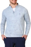 Tailorbyrd Honeycomb Quarter Zip Performance Polo In Slate Blue