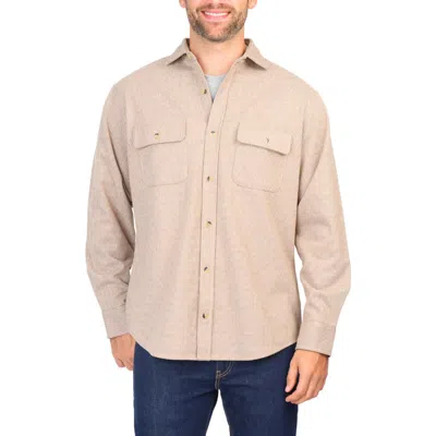 Tailorbyrd Houndstooth Faux Suede Button-up Shirt In Barley