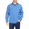 Tailorbyrd Houndstooth Faux Suede Button-up Shirt In Blue