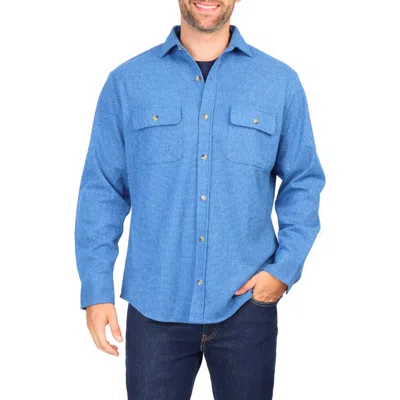 Tailorbyrd Houndstooth Faux Suede Button-up Shirt In Blue