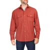 Tailorbyrd Houndstooth Faux Suede Button-up Shirt In Burnt Orange
