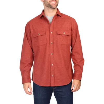 Tailorbyrd Houndstooth Faux Suede Button-up Shirt In Burnt Orange