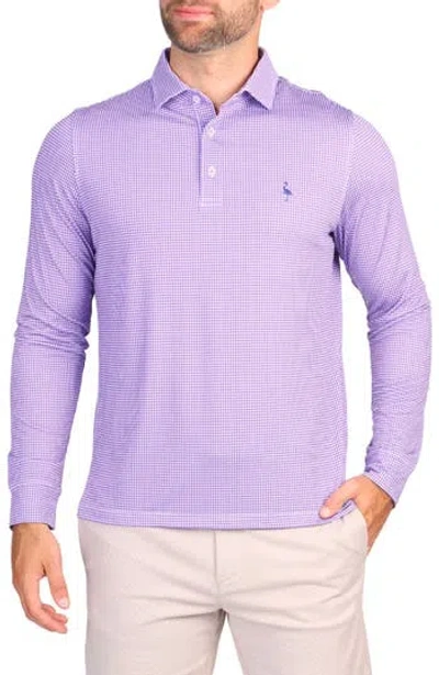 Tailorbyrd Houndstooth Print Performance Polo In Purple