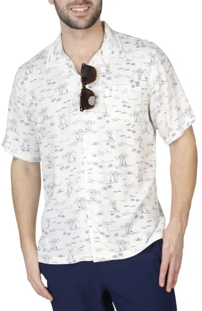 Tailorbyrd Island Byrd Short Sleeve Camp Shirt In White