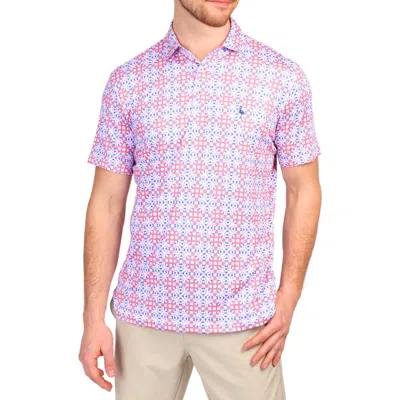 Tailorbyrd Kaleidoscope Print Performance Polo In Orange
