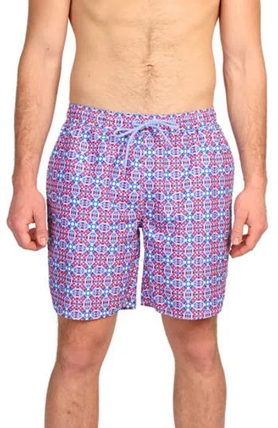 Tailorbyrd Kaleidoscope Print Swim Trunks In Multi
