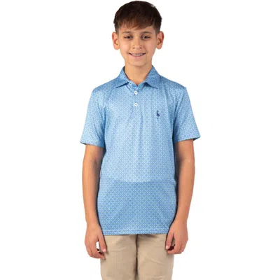 Tailorbyrd Kids' Abstract Geo Performance Polo In Blue