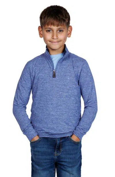 Tailorbyrd Kids' Brushed Mélange Quarter Zip Pullover In Blue