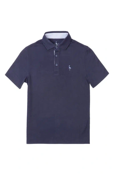 Tailorbyrd Kids' Modal Contrast Trim Polo In Navy