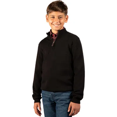 Tailorbyrd Kids' Fine Knit Quarter Zip Sweater In Black
