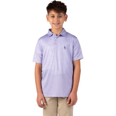 Tailorbyrd Kids' Floral Compass Performance Polo In Purple