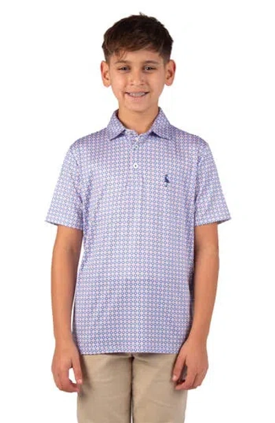 Tailorbyrd Kids' Floral Performance Polo In Blue