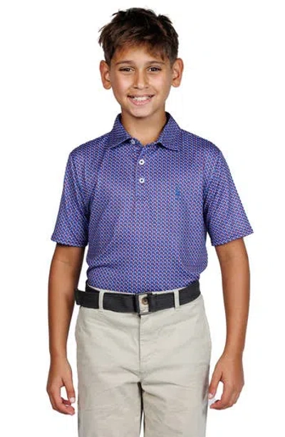 Tailorbyrd Kids' Football Print Performance Polo In Blue