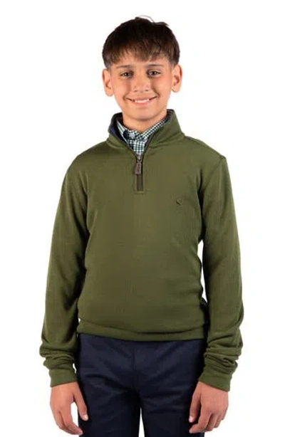 Tailorbyrd Kids' French Rib Quarter Zip Pullover Sweater In Green