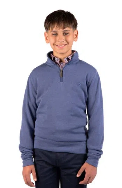Tailorbyrd Kids' French Rib Quarter Zip Pullover Sweater In Blue