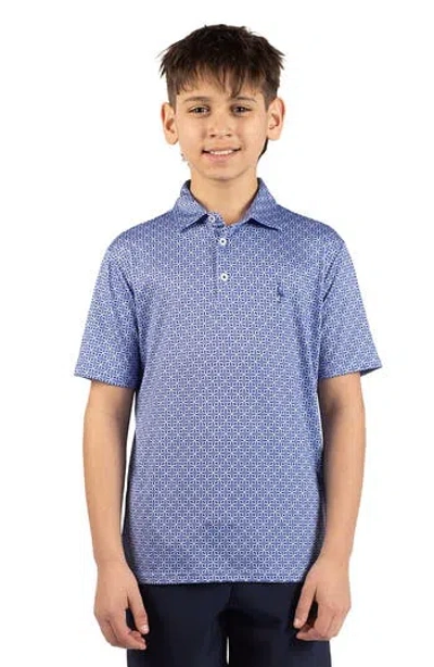 Tailorbyrd Kids' Geometric Floral Knit Polo In Blue