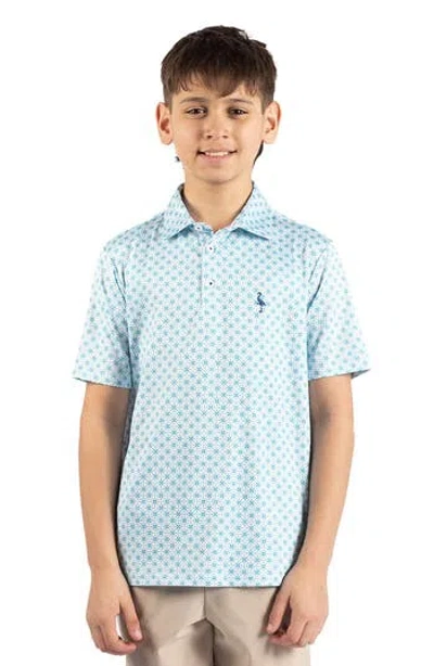 Tailorbyrd Kids' Geometric Floral Knit Polo In Green