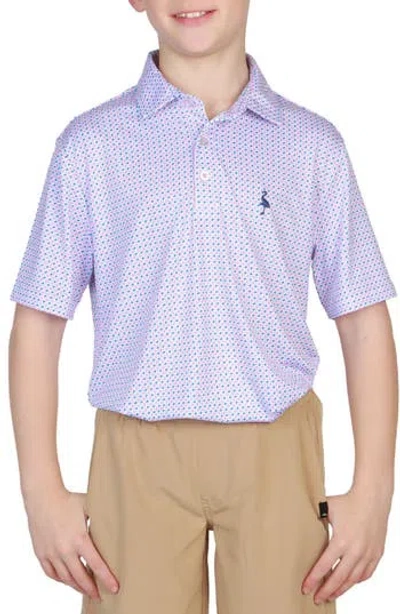 Tailorbyrd Kids' Geometric Shapes Performance Polo In White Dove