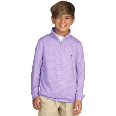 Tailorbyrd Kids' Houndstooth Quarter-zip Pullover In Purple