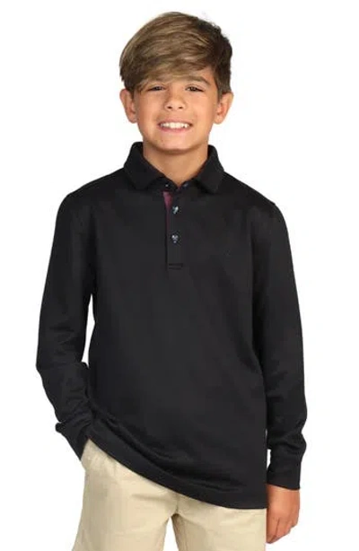 Tailorbyrd Kids' Long Sleeve Polo In Black