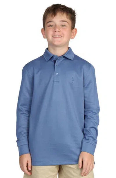 Tailorbyrd Kids' Long Sleeve Polo In Slate Blue