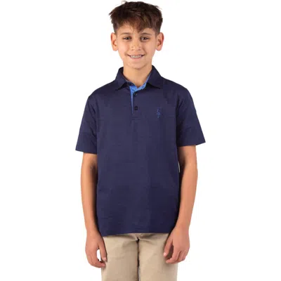 Tailorbyrd Kids' Mélange Mesh Performance Polo In Blue