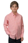 Tailorbyrd Kids' Micro Gingham Stretch Cotton Button-up Shirt In Pink