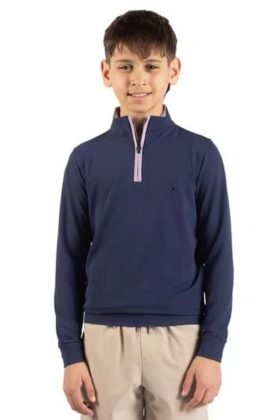 Tailorbyrd Kids' Micro Grid Textured Pullover In Blue