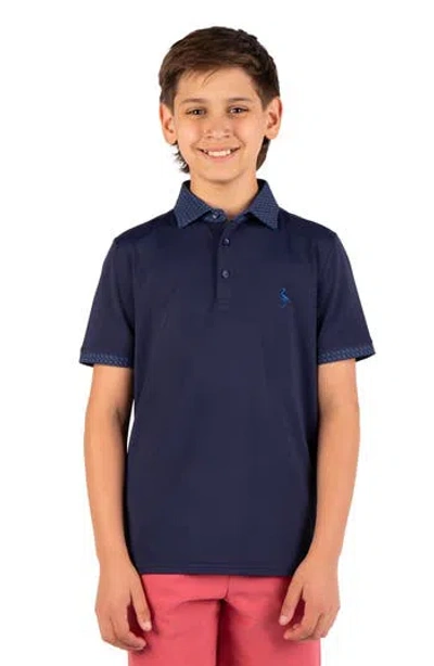 Tailorbyrd Kids' Micro Perforated Polo In Blue