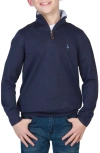 Tailorbyrd Kids' Modal Quarter Zip Pullover Sweater In Black Heather