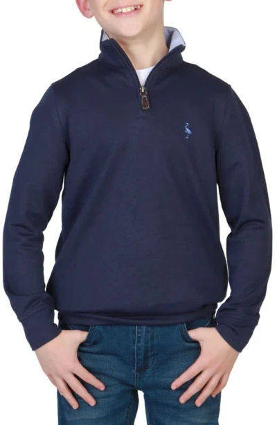 Tailorbyrd Kids' Modal Quarter Zip Pullover Sweater In Navy