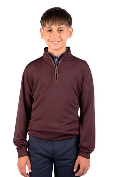 Tailorbyrd Kids' Ottoman Quarter Zip Pullover In Brown