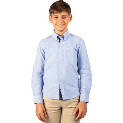 Tailorbyrd Kids' Oxford Long Sleeve Button Down Shirt In Blue