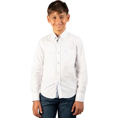 Tailorbyrd Kids' Oxford Long Sleeve Button Down Shirt In White