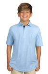 Tailorbyrd Kids' Perforated Mesh Polo In Light Blue