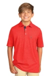 Tailorbyrd Kids' Perforated Mesh Polo In Red