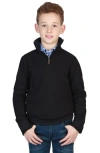 Tailorbyrd Kids' Modal Quarter Zip Pullover Sweater In Black Heather